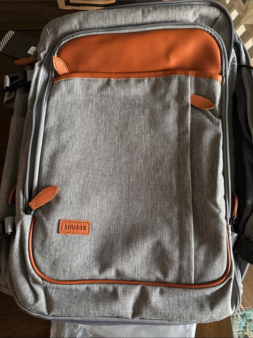 Grey and Orange Men's Backpack